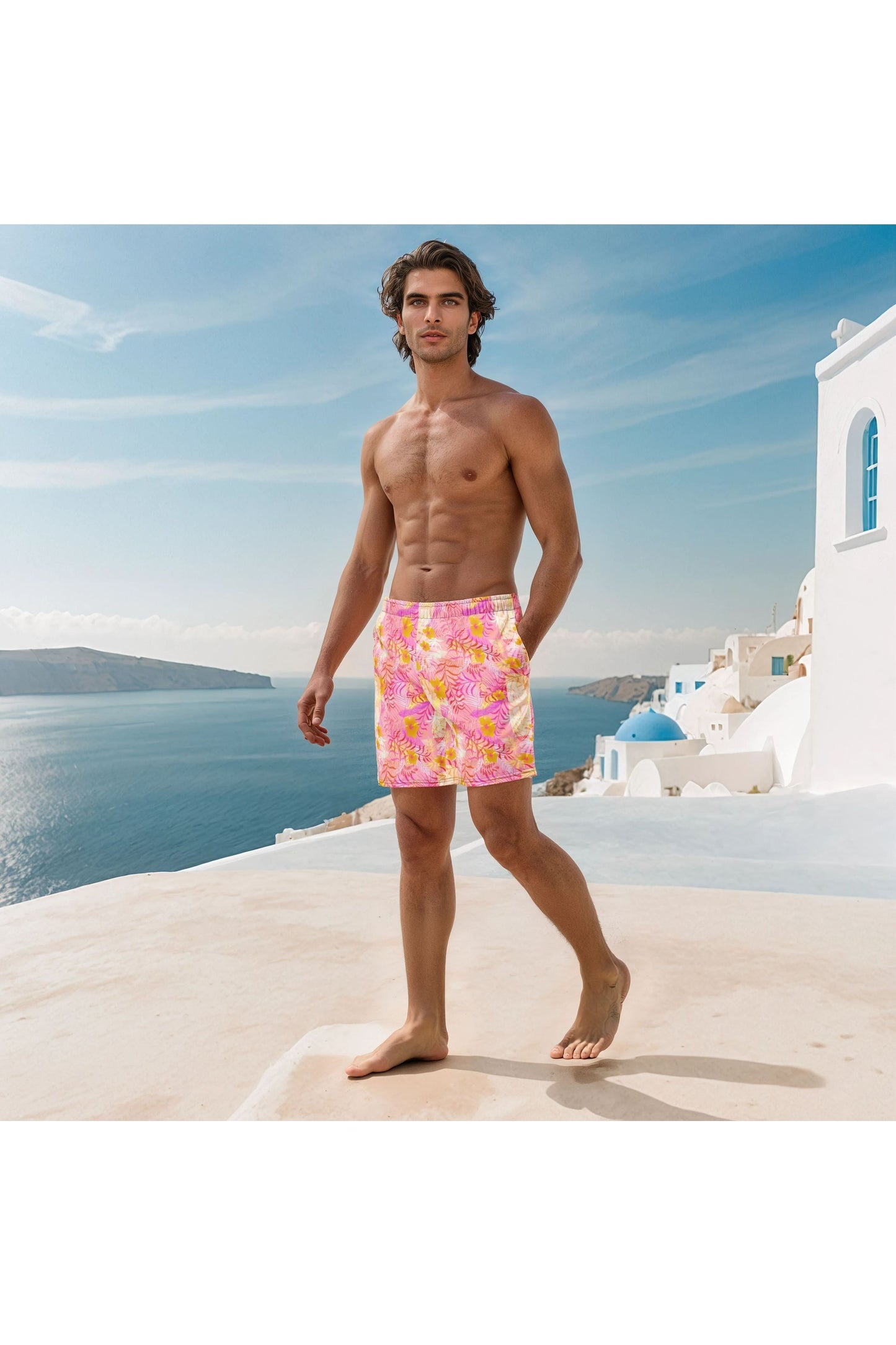 Vibing Tropics Swim Trunks - Pink