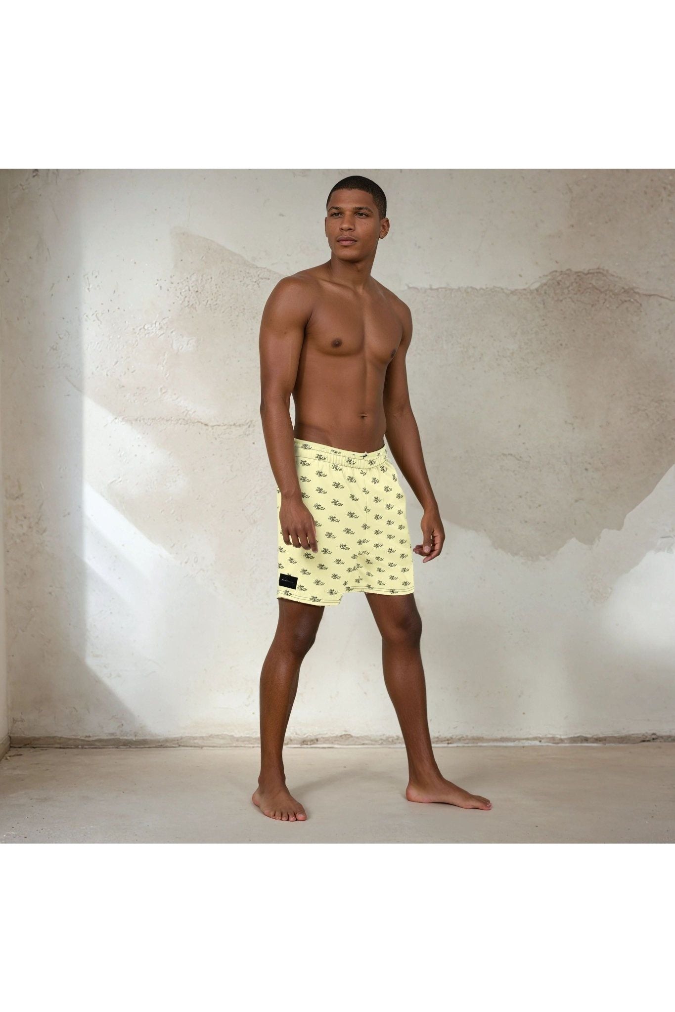 Join The Set All Over Print Swim Shorts - Pale Yellow
