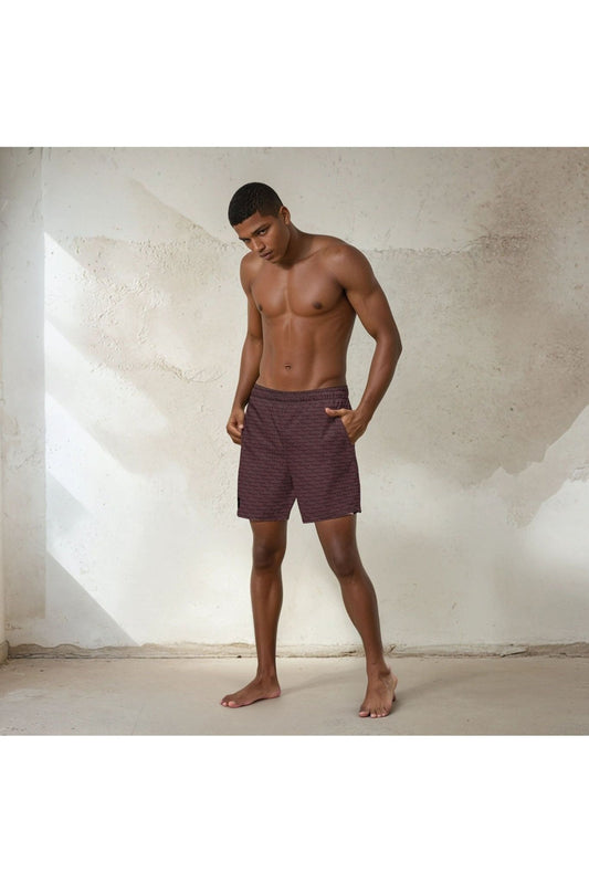 Official Logo Official Logo Repeat Print Swim Shorts - Chestnut