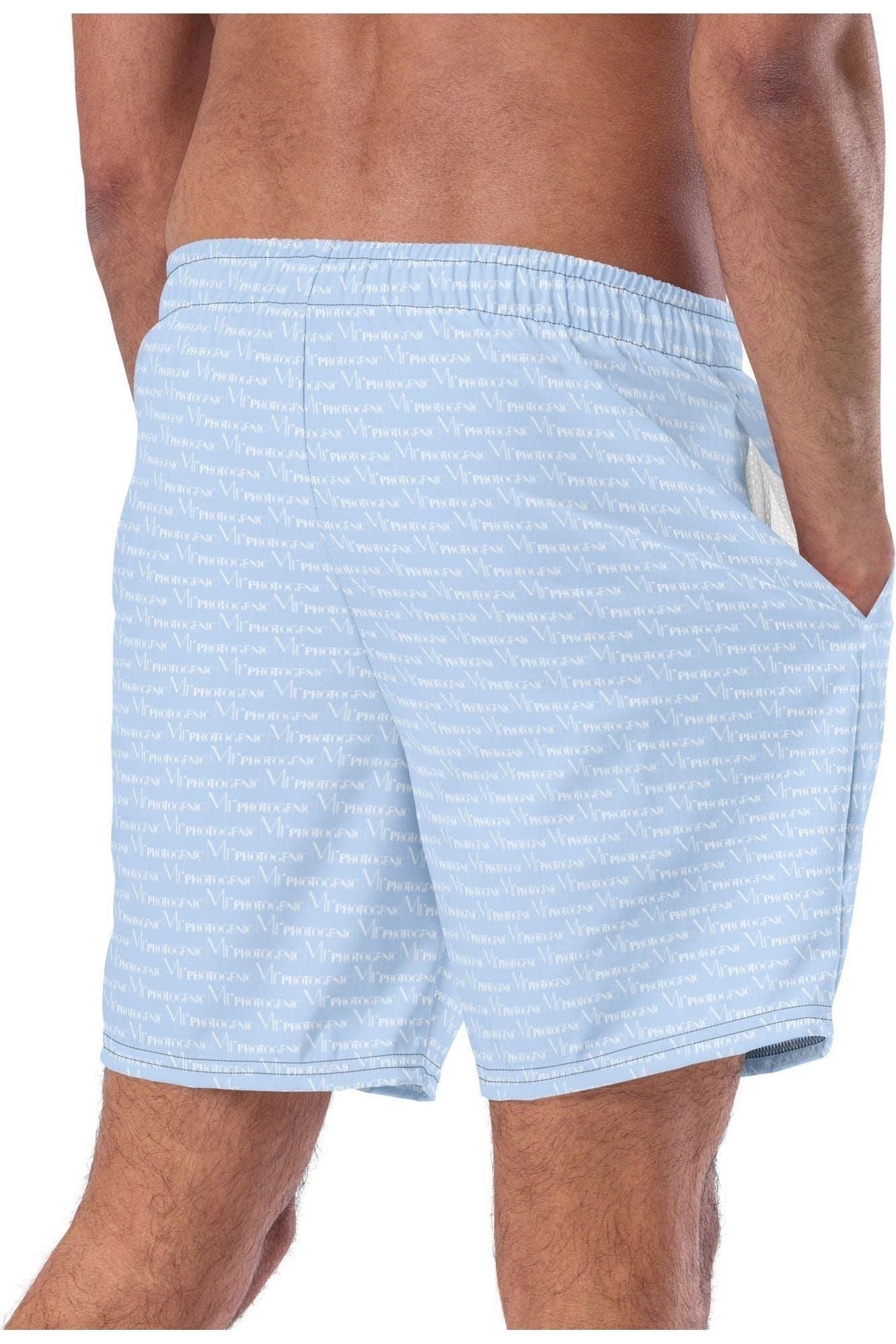 Official Logo Repeat Print Swim Shorts - French Blue