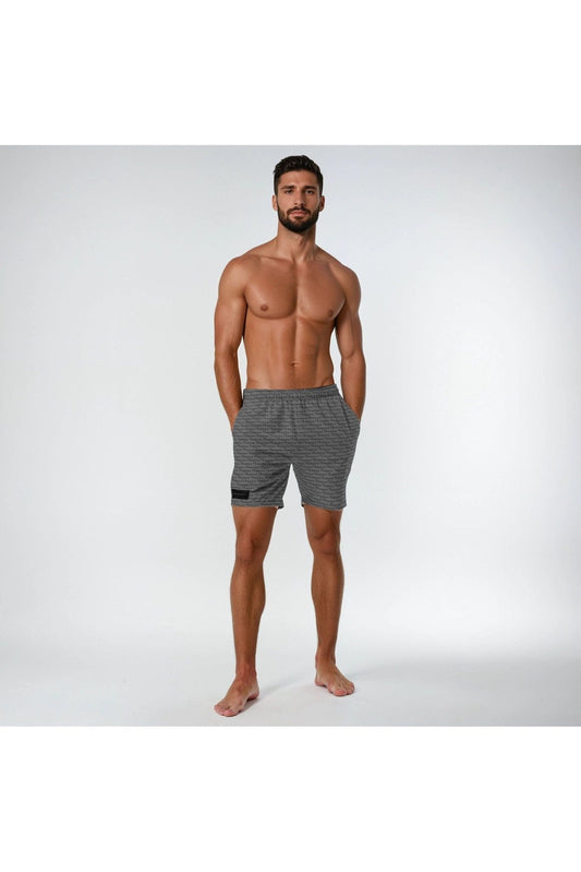 Official Logo Repeat Print Swim Shorts - Graphite