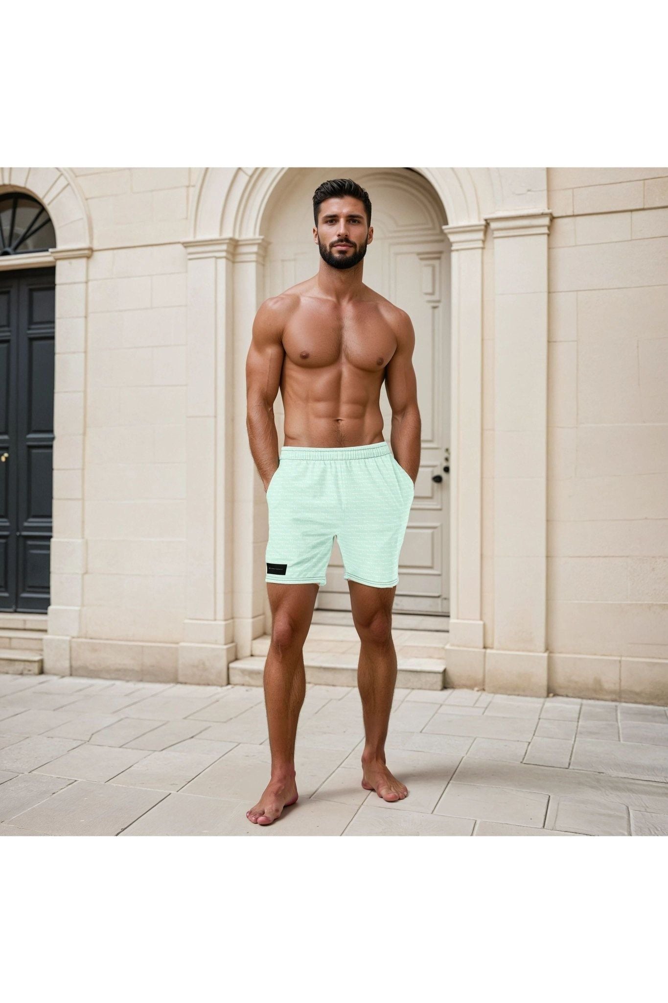 Official Logo Repeat Print Swim Shorts - Mint