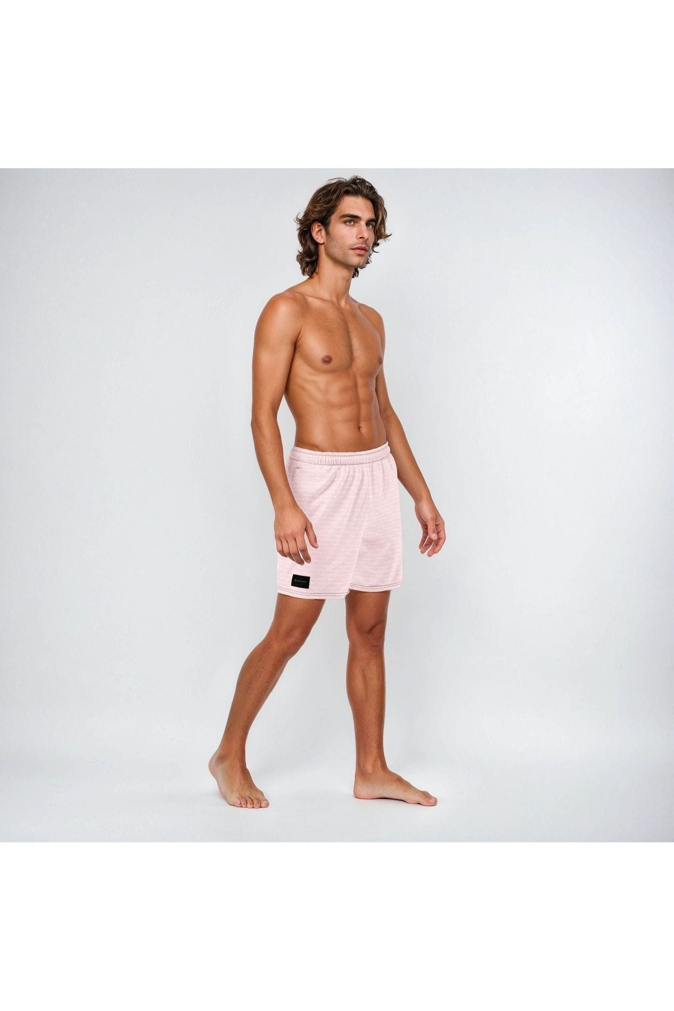 Official Logo Repeat Print Swim Shorts - Pink