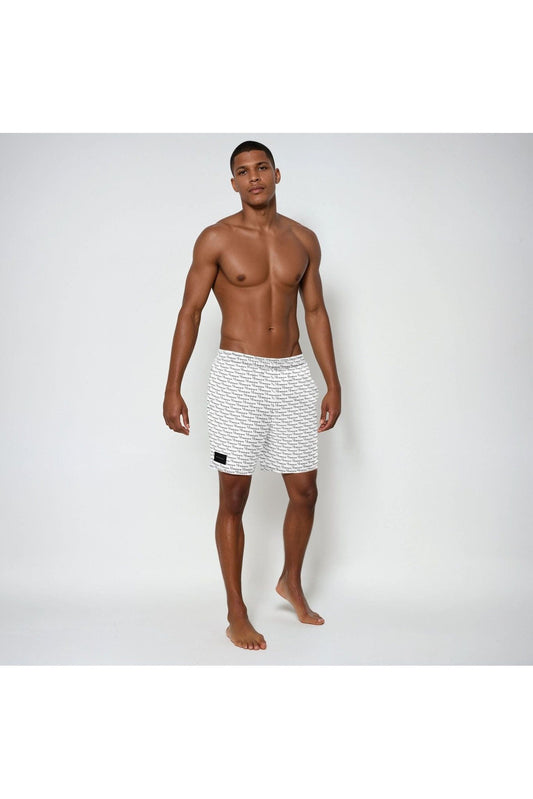 Official Logo Repeat Print Swim Shorts - White