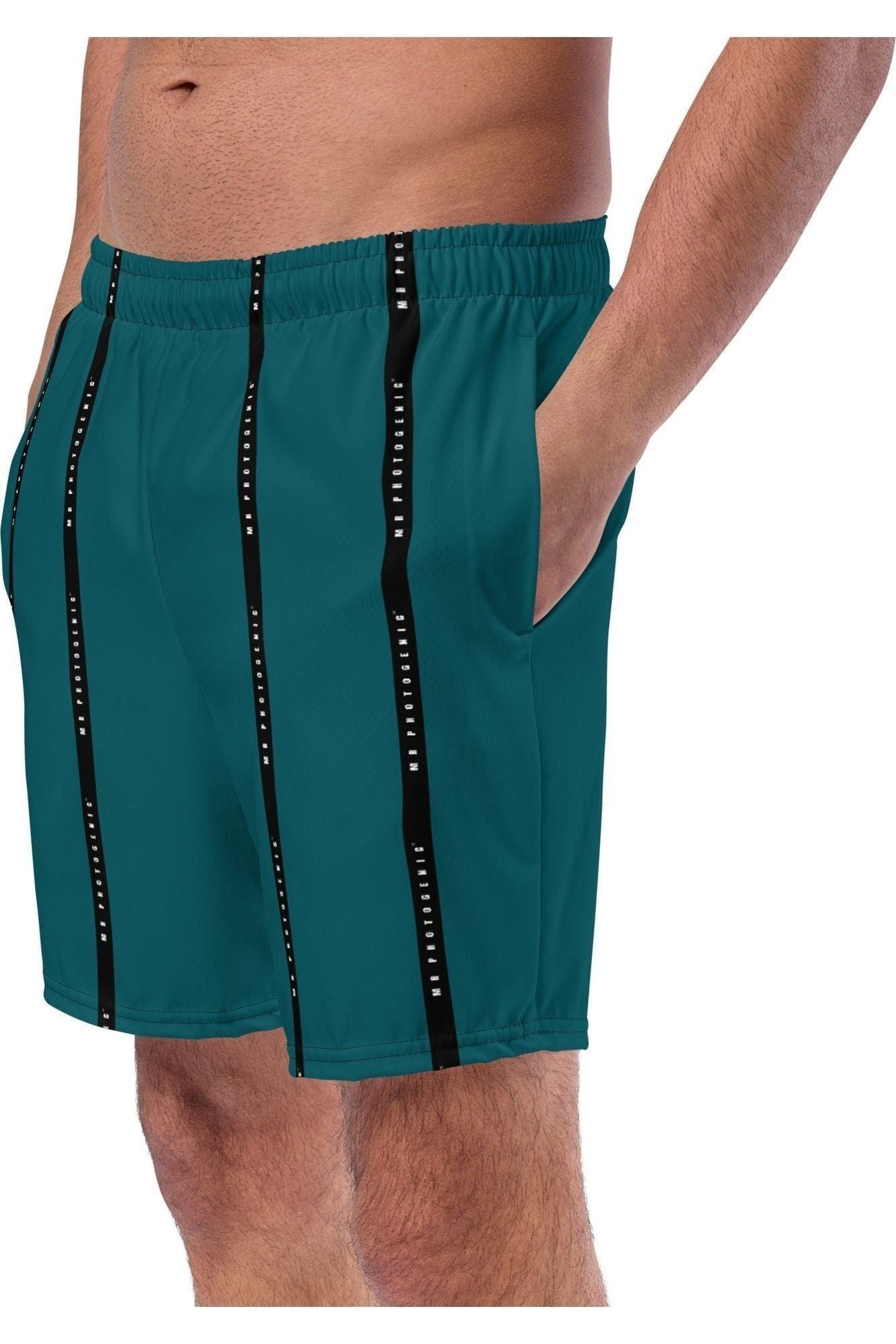 On Set Stripe Logo Shorts - Teal