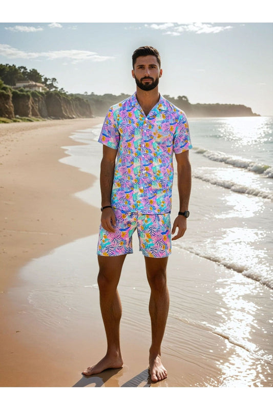 Vibing Topics Short Sleeve Shirt - Lilac