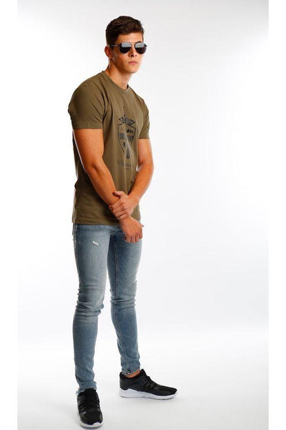 Olive Large Shield Logo T Shirt - Mr Photogenic