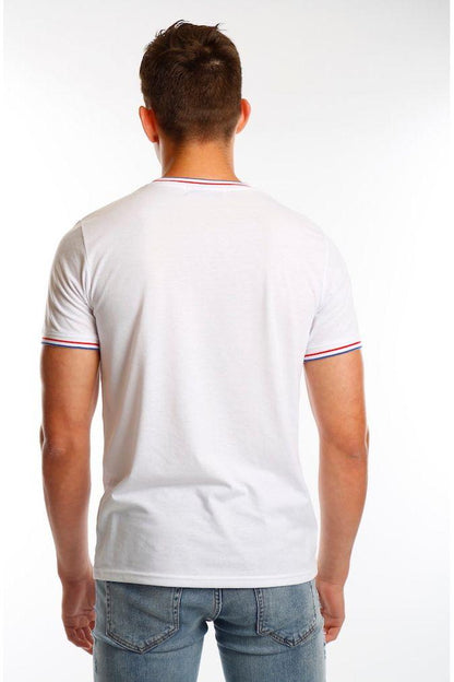 White Tipped Stripe Logo T Shirt - Mr Photogenic
