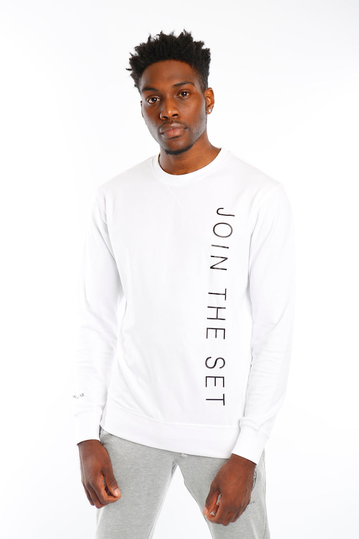 White Join The Set® Light Weight Crew Neck Sweat - Mr Photogenic