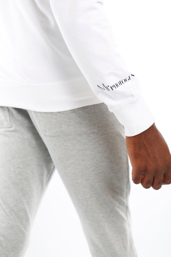 White Join The Set® Light Weight Crew Neck Sweat - Mr Photogenic