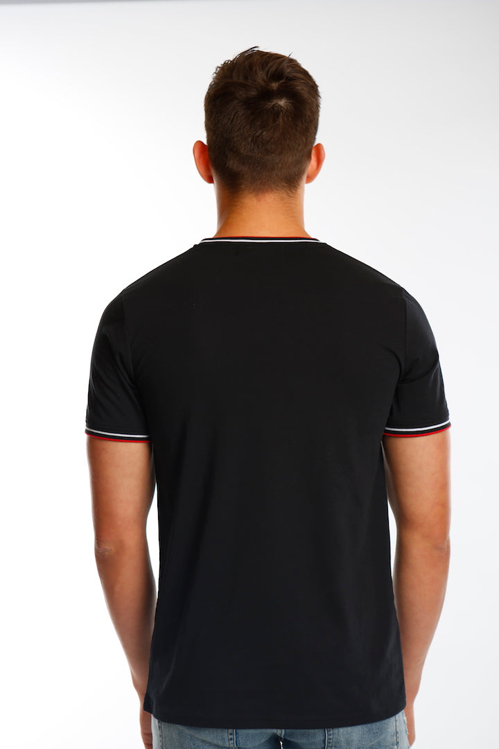 Black Tipped Stripe Logo T Shirt - Mr Photogenic