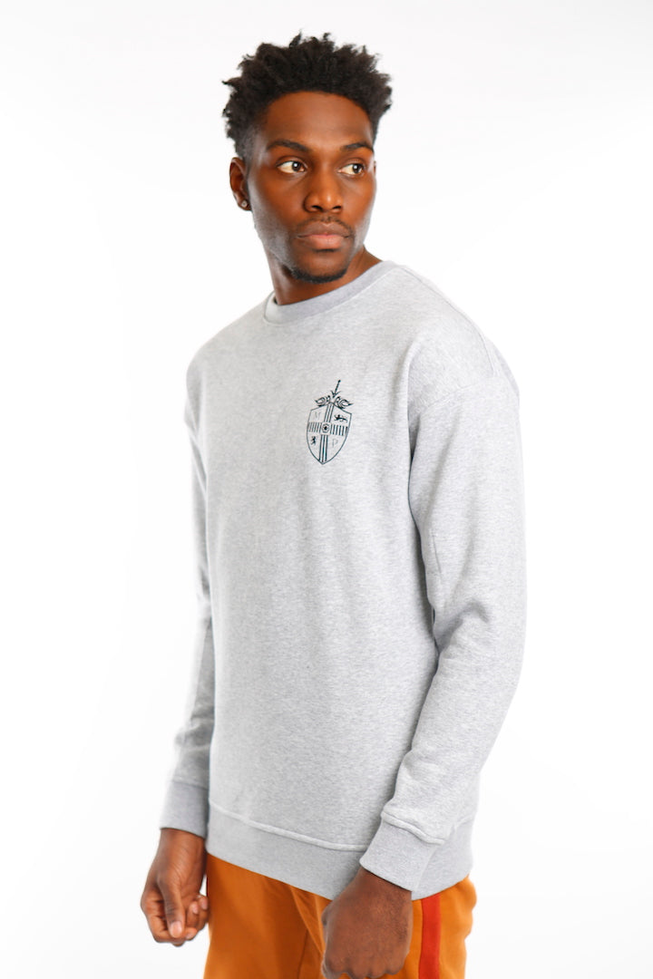 Grey Classic Shield Crew Neck Sweat - Mr Photogenic