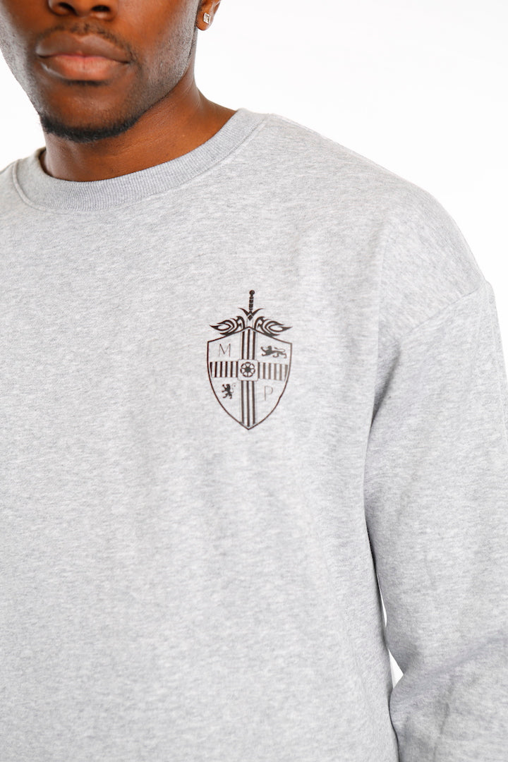 Grey Classic Shield Crew Neck Sweat - Mr Photogenic