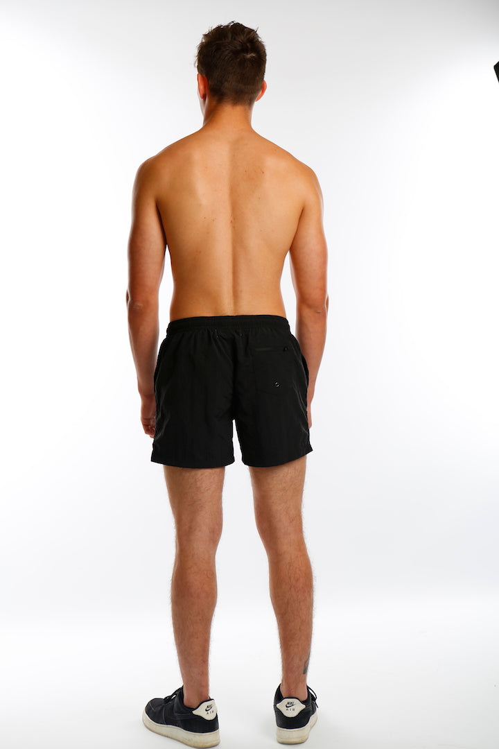 Black Embroidery Short Swim Shorts - Mr Photogenic